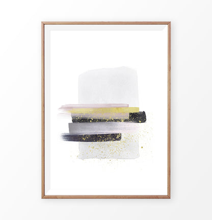Boho Smears Wall Art with Gray, Gold and Black Colors