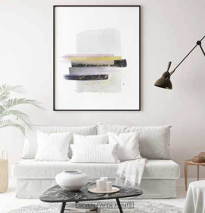 Boho Smears Wall Art with Gray, Gold and Black Colors