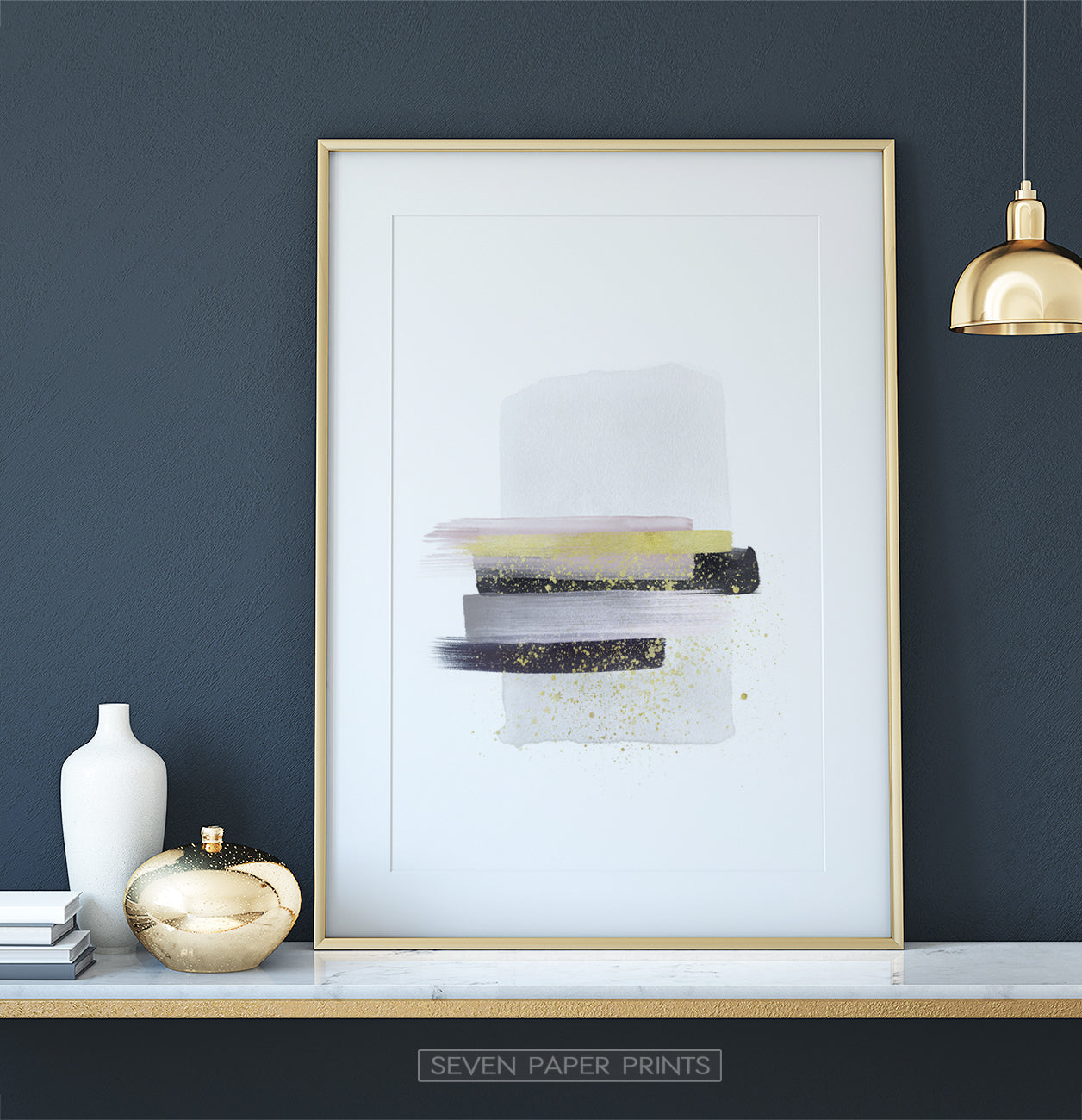 Boho Smears Wall Art with Gray, Gold and Black Colors
