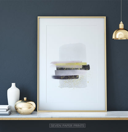 Boho Smears Wall Art with Gray, Gold and Black Colors