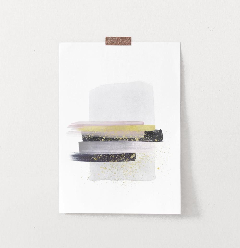 Boho Smears Wall Art with Gray, Gold and Black Colors