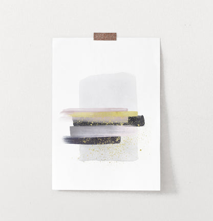 Boho Smears Wall Art with Gray, Gold and Black Colors