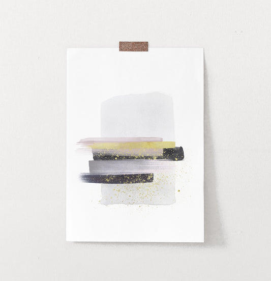 Boho Smears Wall Art with Gray, Gold and Black Colors