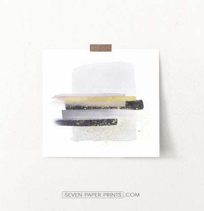 Boho Smears Wall Art with Gray, Gold and Black Colors