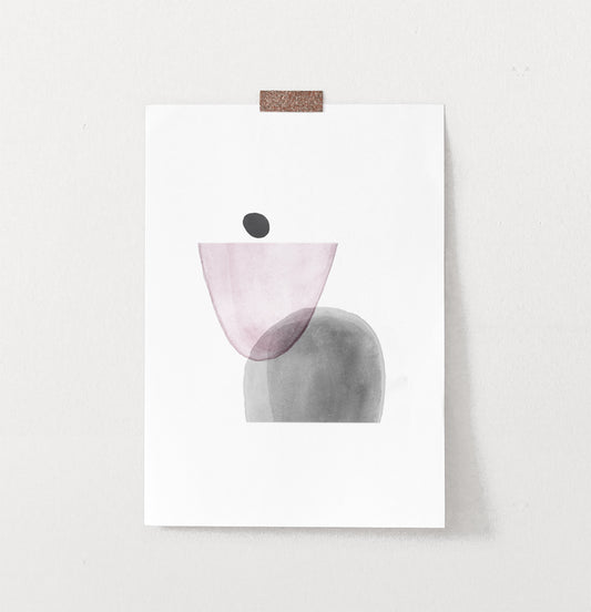 Pink and Gray Abstract Wall Art