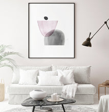 Load image into Gallery viewer, Black-Framed Pink and Gray Abstract Wall Art
