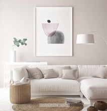 Load image into Gallery viewer, White-Framed Pink and Gray Abstract Wall Art
