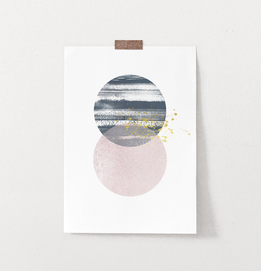 Blue and Pink Jupiter-like Abstract Wall Art