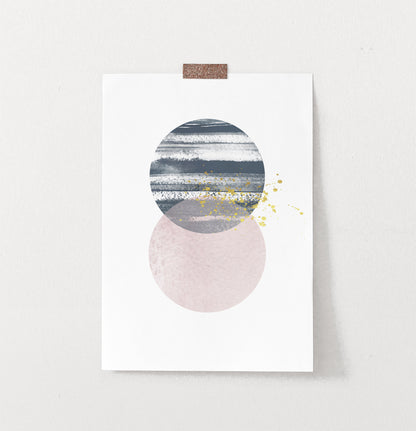 Blue and Pink Jupiter-like Abstract Wall Art