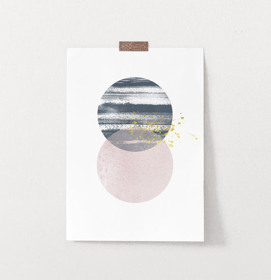 Blue and Pink Jupiter-like Abstract Wall Art