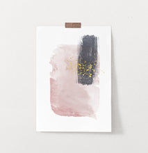 Load image into Gallery viewer, Pink and Powder stains under gold drops wall art
