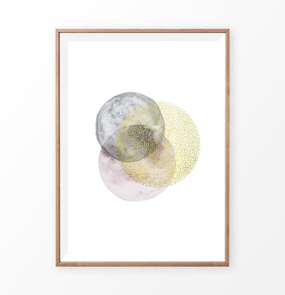 Gold, Gray, and Pink Rounds Painting Poster