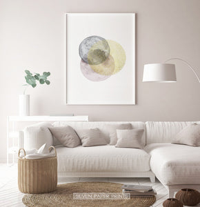 Gold, Gray, and Pink Rounds Painting Poster