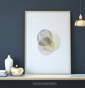 Gold, Gray, and Pink Rounds Painting Poster