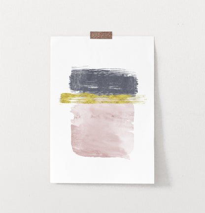 Navy, Gold and Pink Horizontal Sweeping Strokes Poster