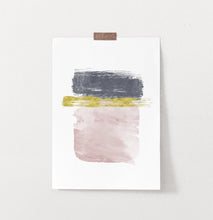 Load image into Gallery viewer, Navy, Gold and Pink Horizontal Sweeping Strokes Poster

