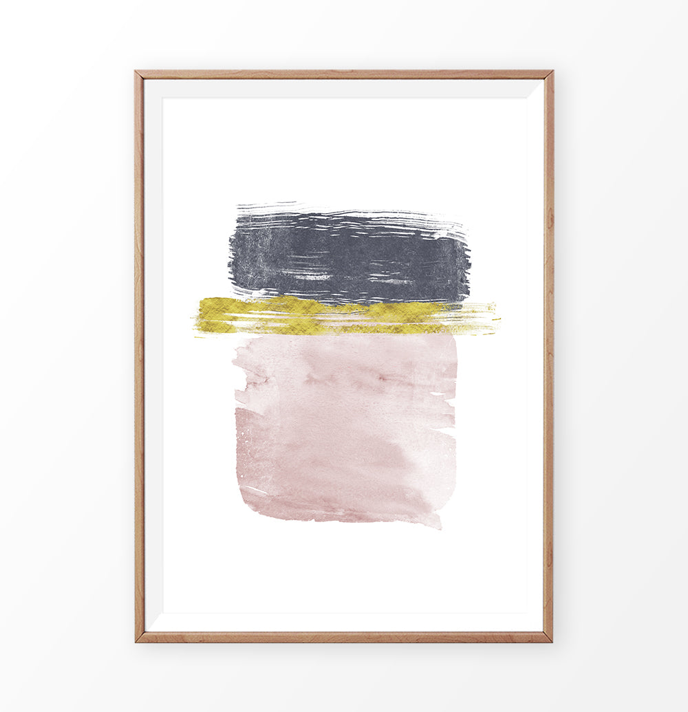 Navy, Gold and Pink Horizontal Sweeping Strokes Poster