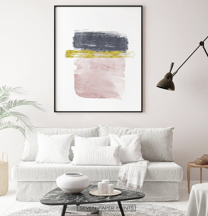 Navy, Gold and Pink Horizontal Sweeping Strokes Poster
