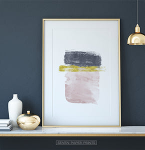 Navy, Gold and Pink Horizontal Sweeping Strokes Poster