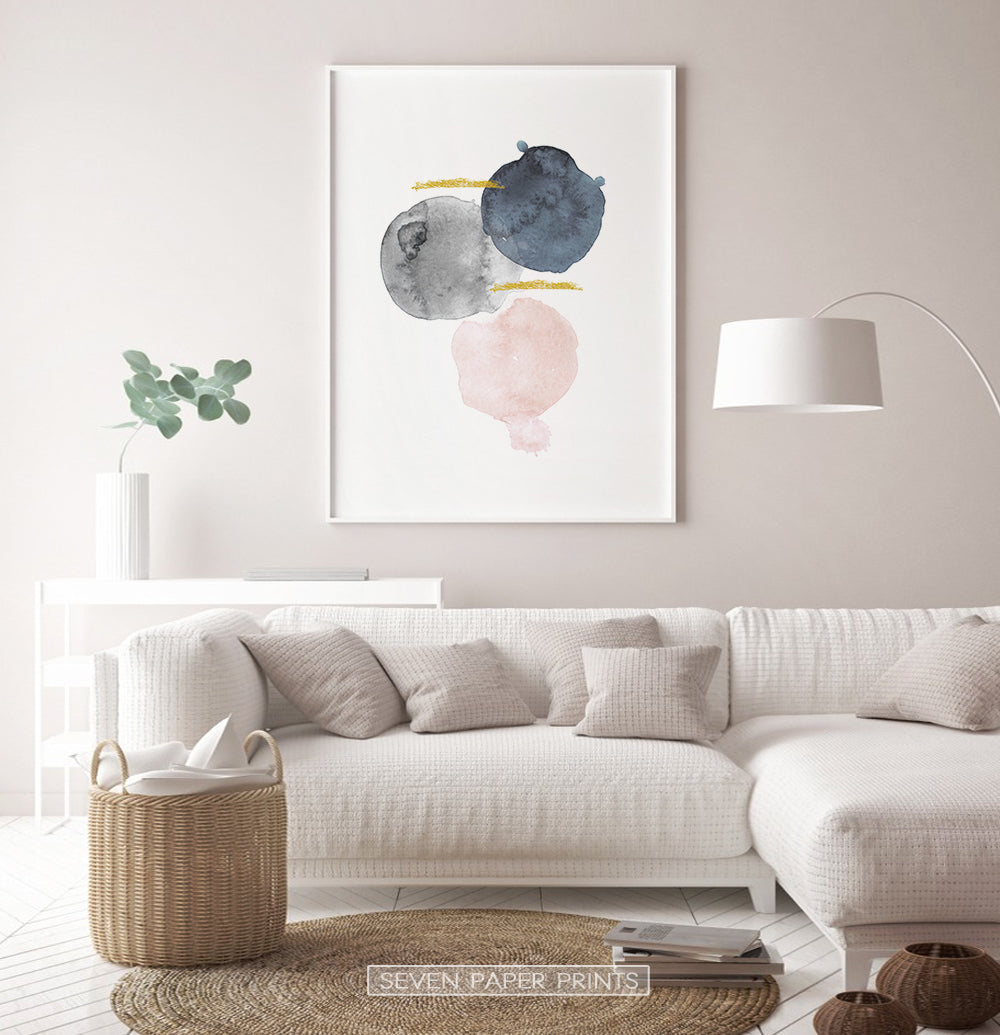 Abstract print with gold for living. Mailed print