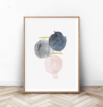 Load image into Gallery viewer, Modern Abstract Stain Art. Gray, Navy Blue, Pink
