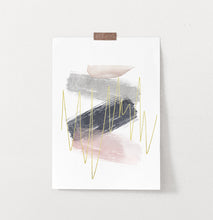 Load image into Gallery viewer, Abstract Brush Print with Gold, Gray, Pink, and Blue Colors
