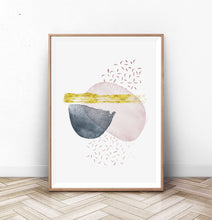 Load image into Gallery viewer, Geometric Abstract Navy Blue and Pink Shapes Art
