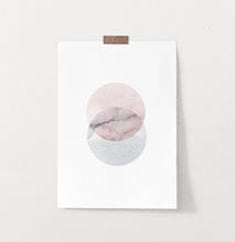 Load image into Gallery viewer, Abstract Wall Art With Two Circles in Pink And Gray Colors

