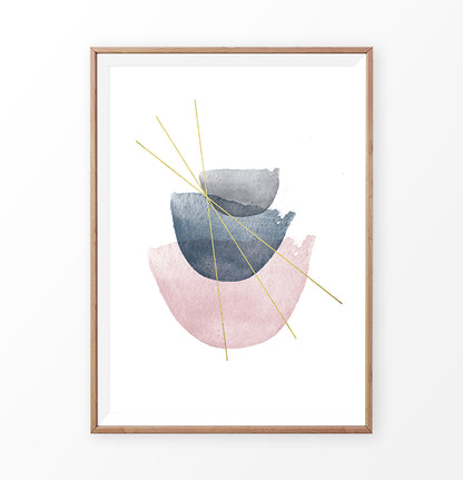 Abstract Watercolor Stones with golden lines