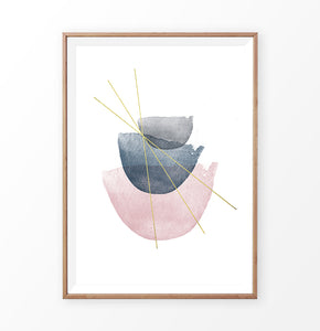 Abstract Watercolor Stones with golden lines