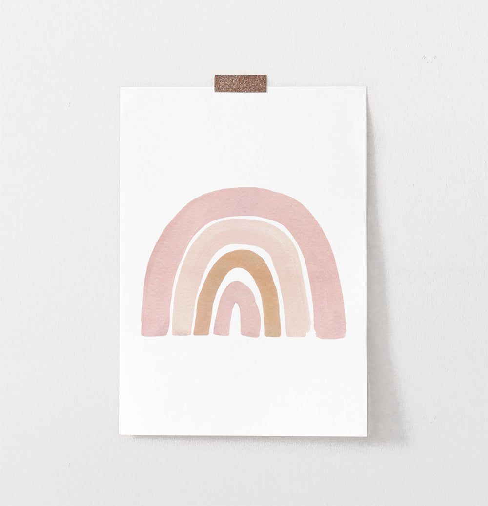 Boho Pink Beige Terracotta Gouache Rainbow Poster