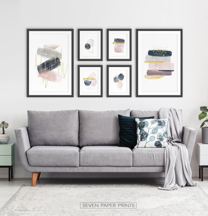 Abstract Art 6 Piece Gallery Wall. Framed or Unframed Prints