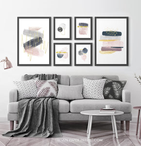 Abstract Art 6 Piece Gallery Wall. Framed or Unframed Prints