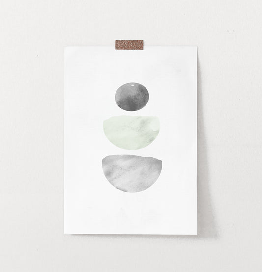 Scandinavian Minimalist Gray Geometric Abstract Print
