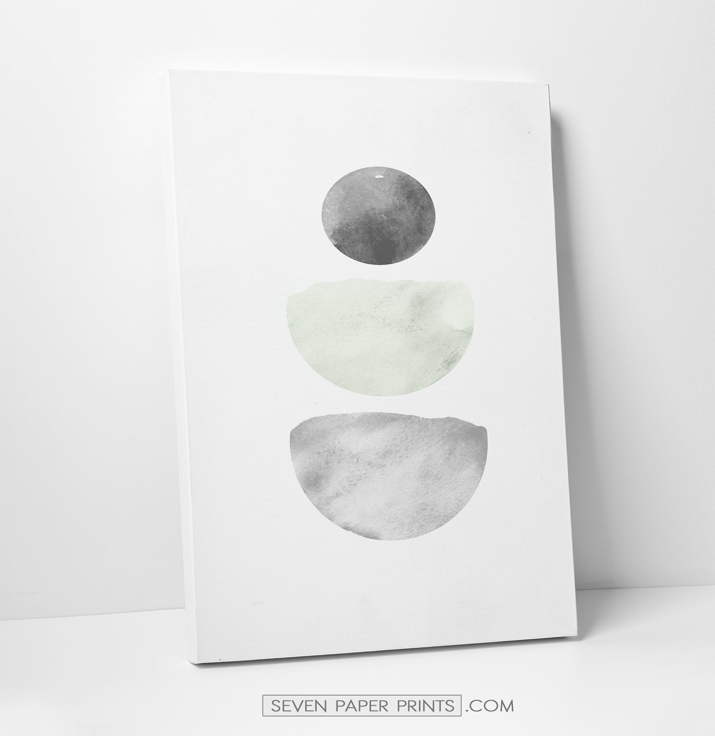 Green and Gray Stones Watercolor Art Prints