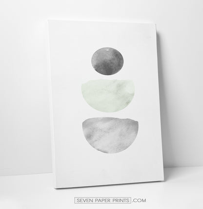 Green and Gray Stones Watercolor Art Prints