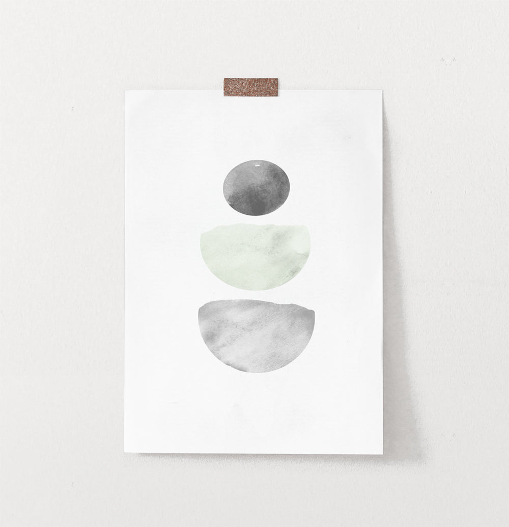 Scandinavian Minimalist Gray Geometric Abstract Print
