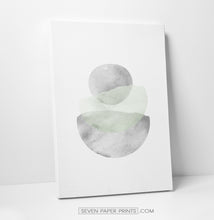 Load image into Gallery viewer, Abstract Green and Gray Stones Watercolor Art Print
