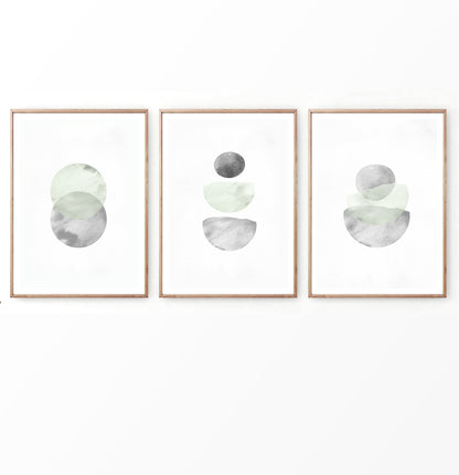 Nordic Geometric Abstract Set of 3 Prints