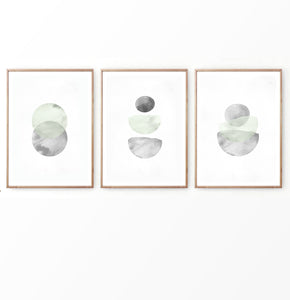 Nordic Geometric Abstract Set of 3 Prints