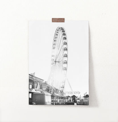 Black and White Ferris Wheel Photo Print