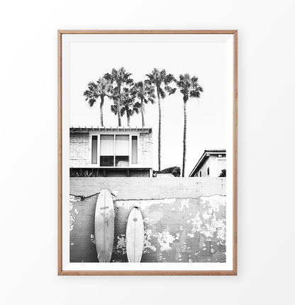 Black and White Surfboards on the Beach
