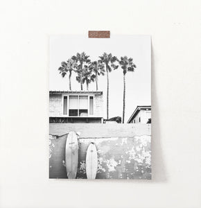 Beach House with Surfboards Wall Art
