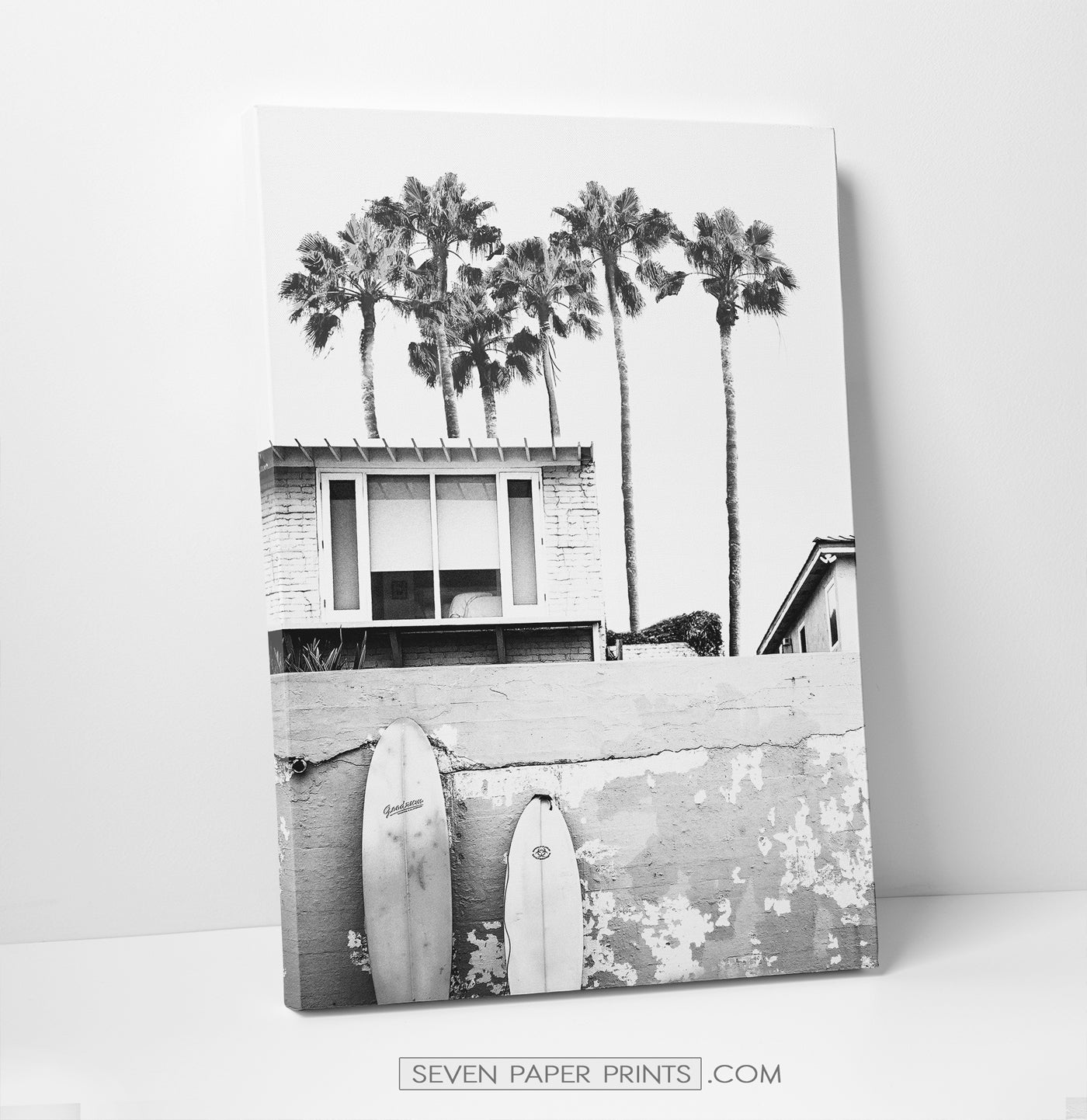 Black white coastal set of 3 canvases #260