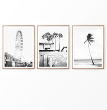 Load image into Gallery viewer, Ferris wheel and Beach Landscape with Surf Boards Set of 3 Prints
