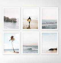 Load image into Gallery viewer, Coastal Surfung Theme Ocean Set Of 6 Framed Photo Prints

