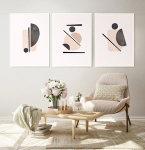 Powder Color Set of 3 Abstract Prints