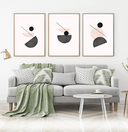 Modern Mid Century Style Minimalist Painting Set of 3, Terracotta Print Set of 3