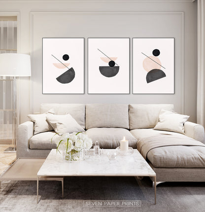 Bohemian Shapes Print set of 3 for Large sofa
