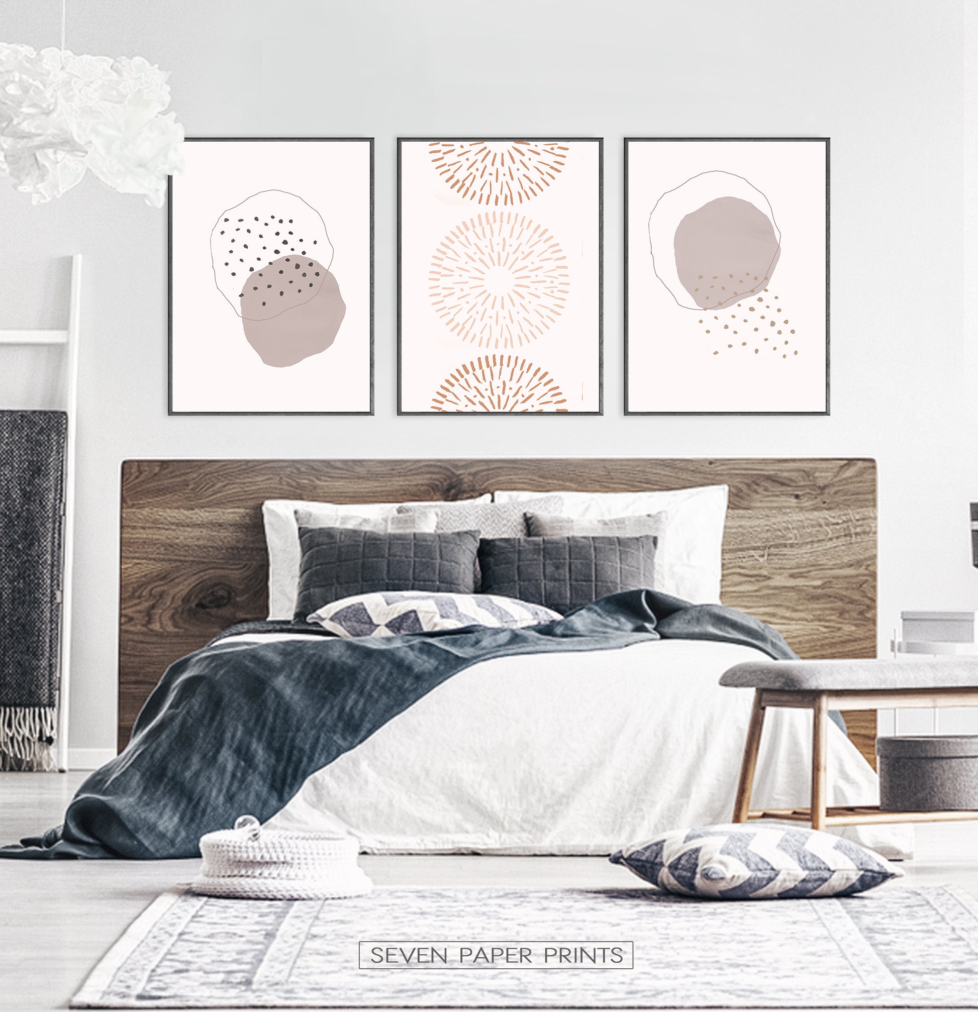 Boho Wall Art Set in Neutral Color for Bedroom